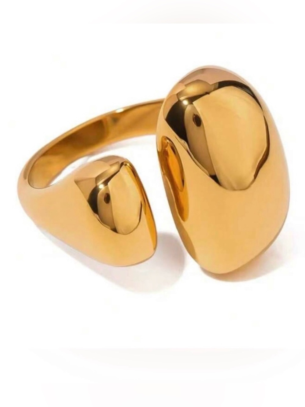 New Anthropologie Golden Molten Metal Statement Ring ~ 18KGP Open Ring - Picture 9 of 15